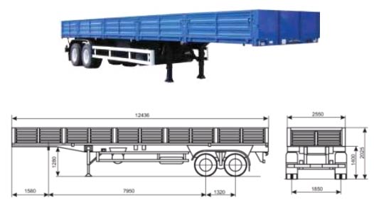 Двухосный бортовой полуприцеп СЗАП-9327/1/1А